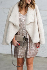 Chaqueta de felpa de color liso de invierno